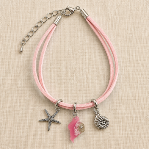 Isle of Wight Faux Suede Charm Bracelet Pink