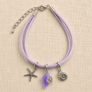 Isle of Wight Faux Suede Charm Bracelet Purple