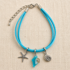 Isle of Wight Faux Suede Charm Bracelet Blue