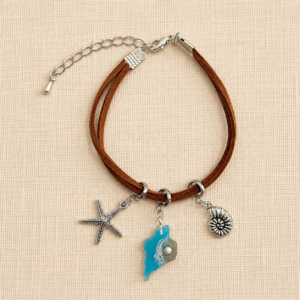Isle of Wight Faux Suede Charm Anklet Brown