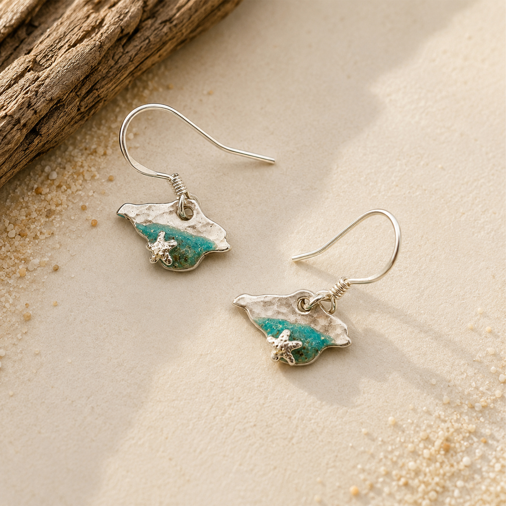 Isle of Wight silver and resin earrings