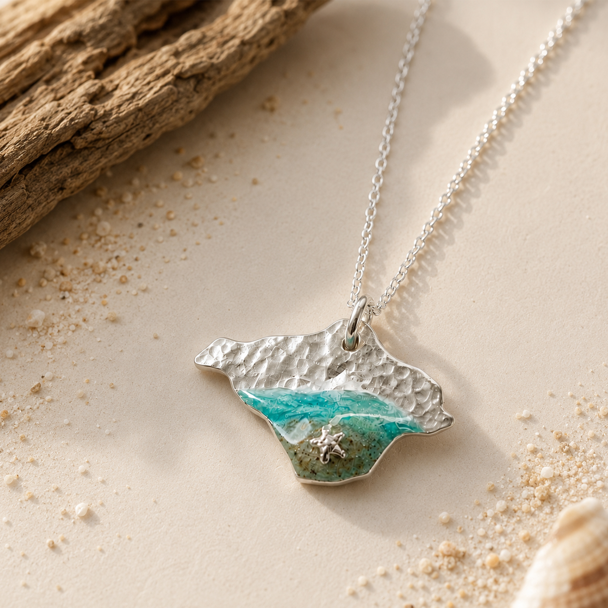 Isle of Wight silver and resin necklace