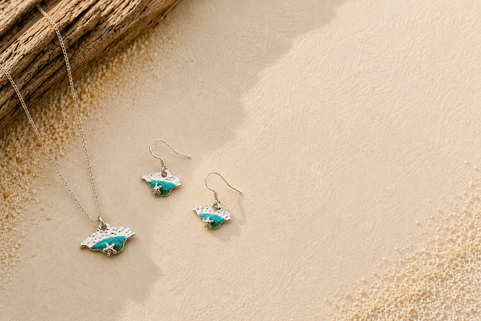 wight coastal silver isle of wight silver necklace and earrings